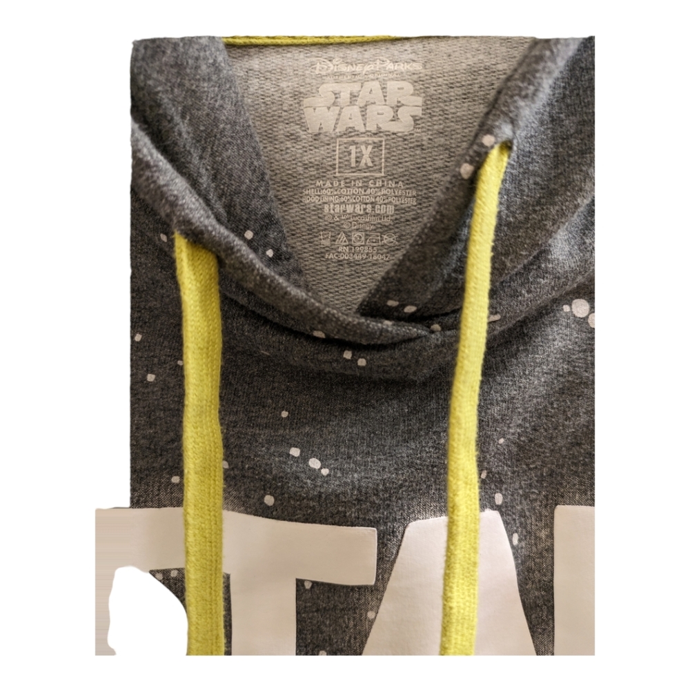 Star Wars Gray Spotted Neon Green Pullover Hoodie Sweatshirt. 1X - Picture 2 of 5